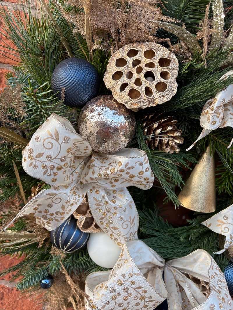 Navy & Gold Festive Door Wreath