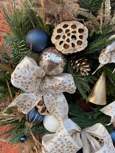 Navy & Gold Festive Door Wreath