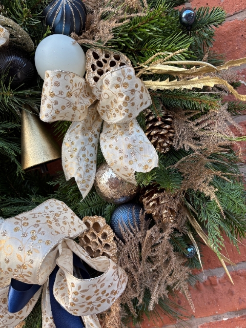 Navy & Gold Festive Door Wreath
