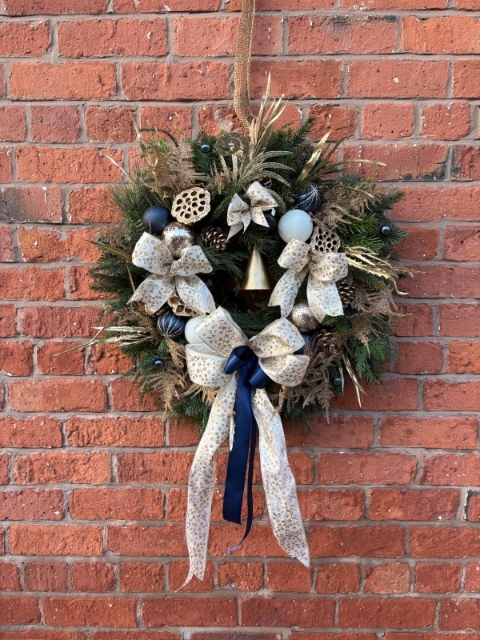 Navy & Gold Festive Door Wreath