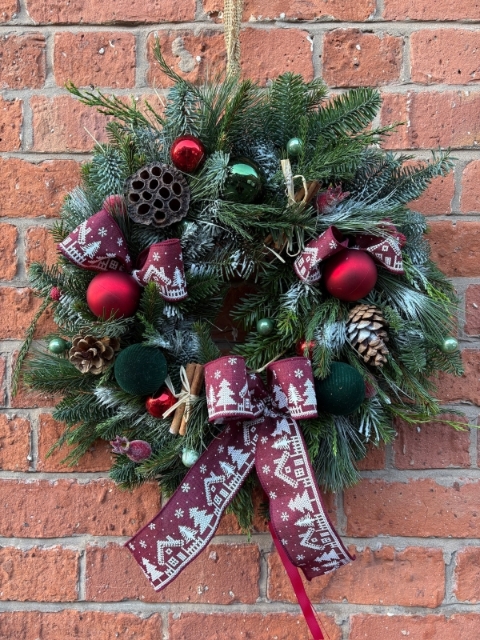 Reds & Greens Festive Door Wreath