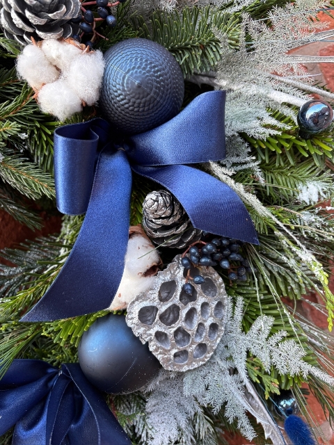 Frosty Navy Festive Door Wreath