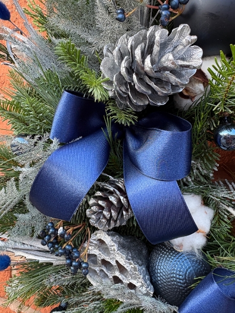 Frosty Navy Festive Door Wreath