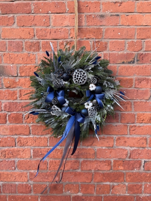 Frosty Navy Festive Door Wreath