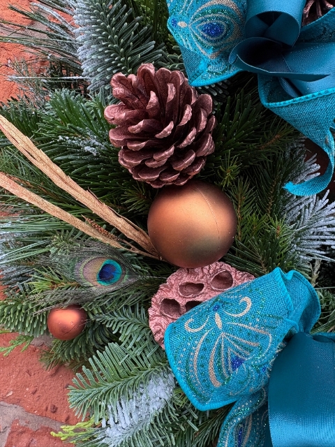 Peacock & Copper Door Wreath