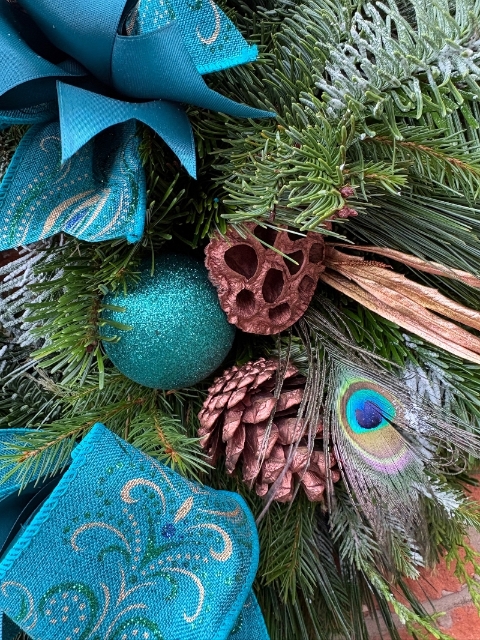 Peacock & Copper Door Wreath