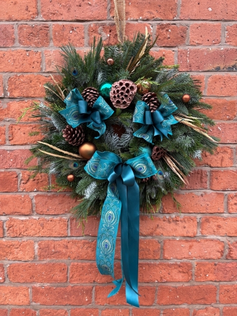 Peacock & Copper Door Wreath